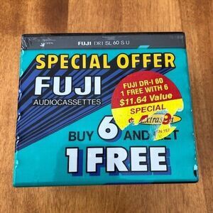 NEW SEALED Fuji Audio Cassette Blank Tapes DR-I Extra Slim 60 Minutes 7 Pack
